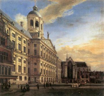 Amsterdam, Dam Square With The Town Hall And The Nieuwe Kerk Artwork by Jan van der Heyden