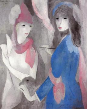 Woman Painter and Her Model Artwork by Marie Laurencin