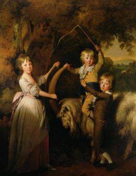Three Children Of Richard Arkwright With A Goat Artwork by Joseph Wright of Derby