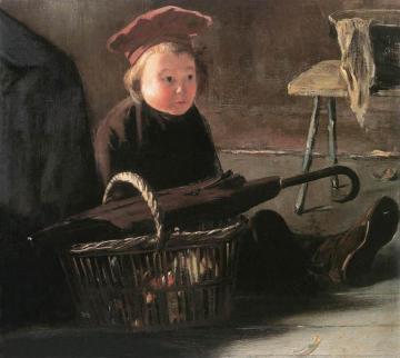 Sitting Child with Basket Artwork by József Rippl-Rónai