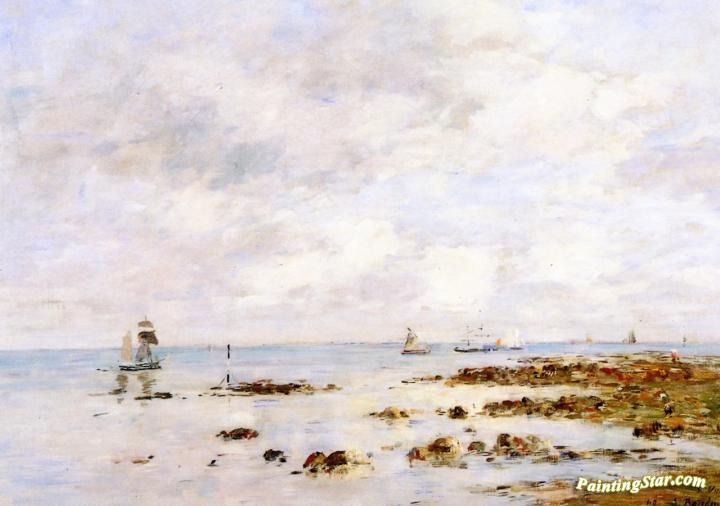 Low Tide at Saint-Vaast-la-Hougue Artwork by Eugène-Louis Boudin