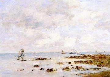 Low Tide at Saint-Vaast-la-Hougue Artwork by Eugène-Louis Boudin
