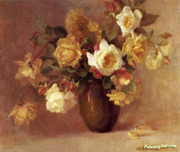 Still Life With Roses In A Vase Artwork by Alice B. Chittenden