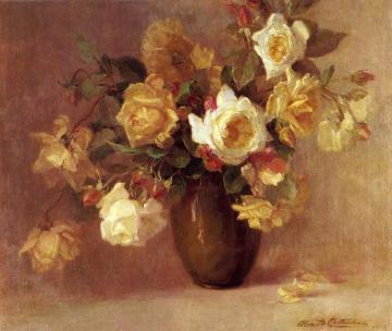 Still Life With Roses In A Vase Artwork by Alice B. Chittenden