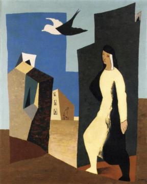 Woman and Bird Artwork by Leopold Survage