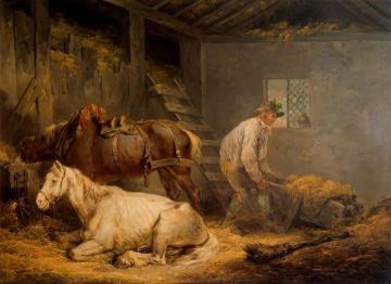 Horses in a Stable Artwork by George Morland