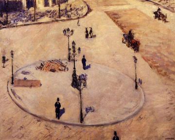 A Traffic Island, Boulevard Haussmann Artwork by Gustave Caillebotte