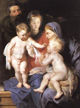 The Holy Family with Sts Elizabeth and John the Baptist Artwork by Peter Paul Rubens