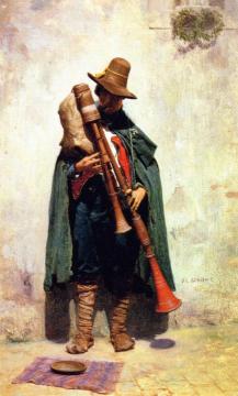 Italian Playing A Doodlesack Artwork by Jean Leon Gerome