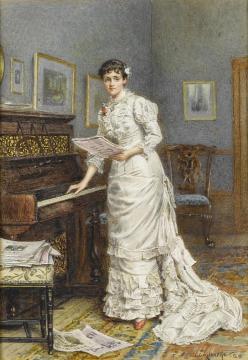 A young woman at the piano Artwork by George Goodwin Kilburne