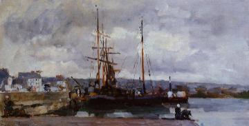 The Port of Rouen, Grey Weather Artwork by Albert Lebourg