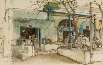 Coffeehouse in Tunisia (Café en Tunisie) Artwork by Léon Cauvy