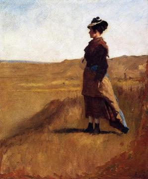 Woman on a Hill Artwork by Eastman Johnson