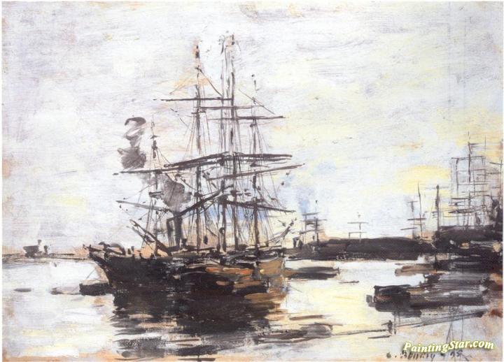 Vaisseaux A l'ancre devant Venise Artwork by Eugène-Louis Boudin