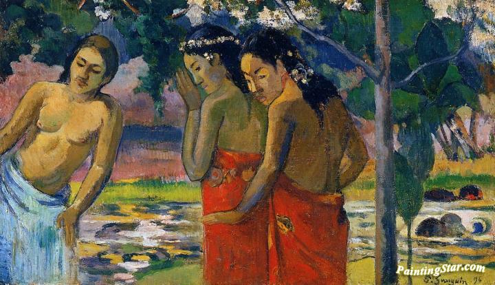 Three Tahitian Women Artwork by Paul Gauguin