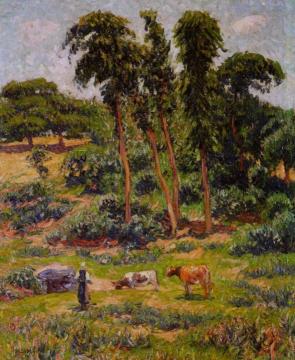 Peasant and Her Herd Artwork by Henry Moret