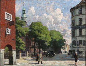 Summer day at Reformert Church in Copenhagen Artwork by Paul Gustave Fischer