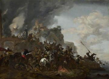 Cavalry Making a Sortie from a Fort on a Hill Artwork by Philips Wouwermans