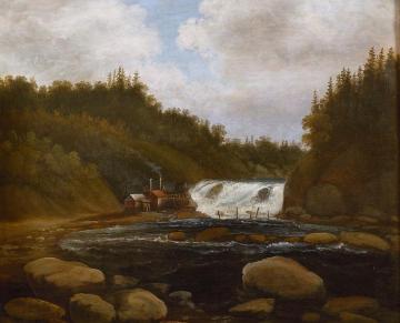 Landscape with mill and rapids Artwork by Peder Balke
