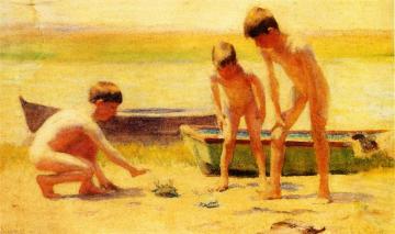 Boys Playing With Crabs Artwork by Thomas P. Anshutz