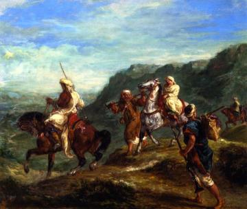 Arabs Traveling Artwork by Eugène Delacroix