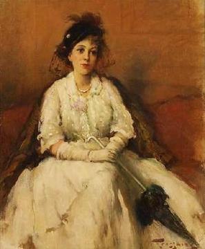 Young Woman with Parasol Artwork by Fernand Toussaint