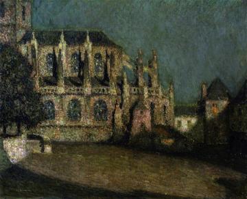 The Plaza in Moonlight Artwork by Henri Le Sidaner
