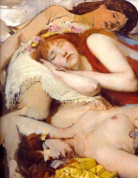 Exhausted Maenides after the Dance Artwork by Sir Lawrence Alma Tadema