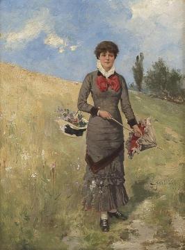 Young Woman In The Field Of Flowers Artwork by Axel Hjalmar Ender