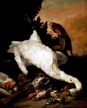 Hunting Still Life with a Swan Artwork by Pieter Boel