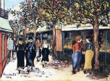 Montmartre, Market Scene Artwork by Maurice Utrillo