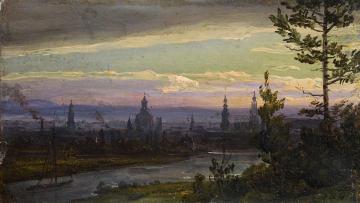 Dresden At Night Artwork by Johan Christian Dahl