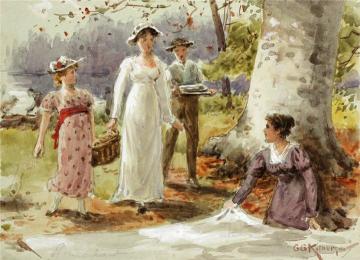 A Woodland Picnic Artwork by George Goodwin Kilburne