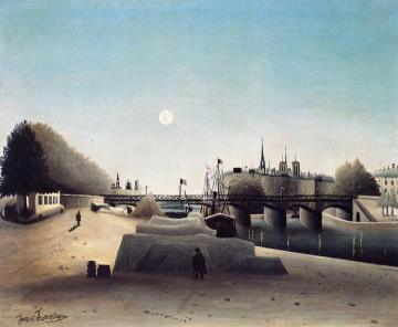 View of Ile Saint-Louis, Near Port Saint-Nicolas, Evening Artwork by Henri Rousseau