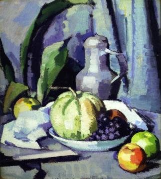 Still Life With Jug, Melon, Grapes And Apples Artwork by Samuel John Peploe