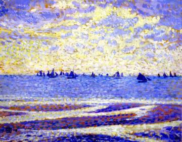 Fishing Boats in Boulogne Artwork by Theo van Rysselberghe