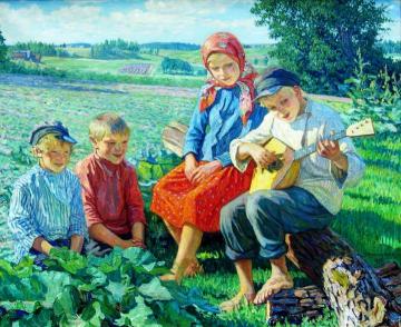 Little Concert With Balalaika Artwork by Nikolai Petrovich Bogdanov-belsky