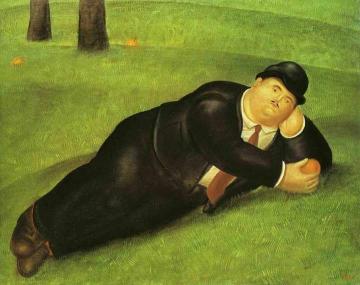 Reclining Man Artwork by Fernando Botero