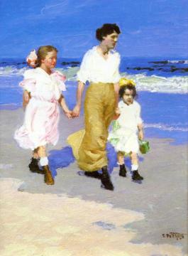 On the Beach Artwork by Edward Potthast