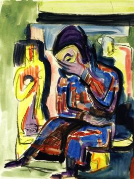 Seated Woman Artwork by Ernst Ludwig Kirchner