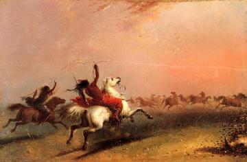 Wild Horse Hunt Artwork by Alfred Jacob Miller