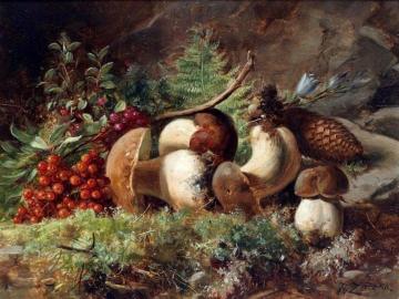 Mushrooms Artwork by Hans Zatzka