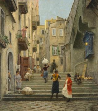 Naples street scene Artwork by Paul Gustave Fischer