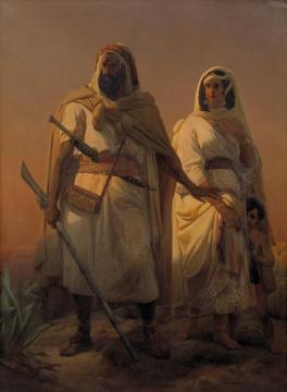 An Arab Family in the Desert Artwork by Niels Simonsen
