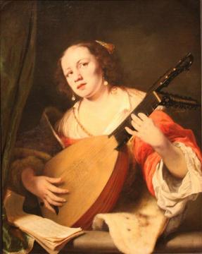 Lady Playing the Lute Artwork by Ferdinand Bol