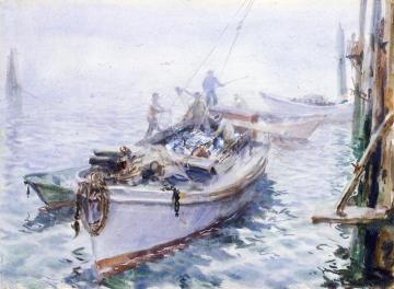 Trap Fishermen, Foggy Morning Artwork by John Whorf