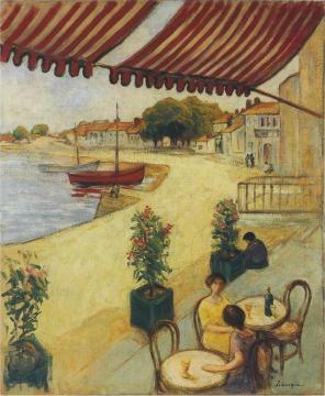 Cafe sur la Port Artwork by Henri Lebasque