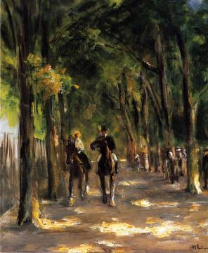 Tree-Lined Avenue with Two Horseback Riders Artwork by Max Liebermann