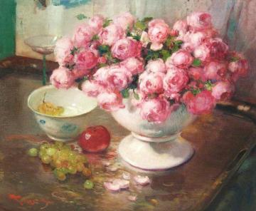 Composition Aux Roses Artwork by Fernand Toussaint
