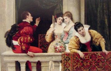 On The Balcony Artwork by Eugen Von Blaas